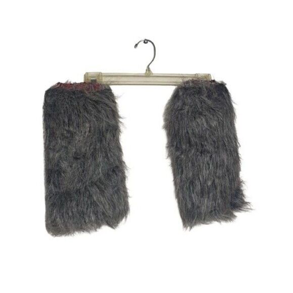 Girls Werewolf Costume Dress Hooded Red Plaid & Grey With Faux Fur Trim Tail Lg - Picture 5 of 9